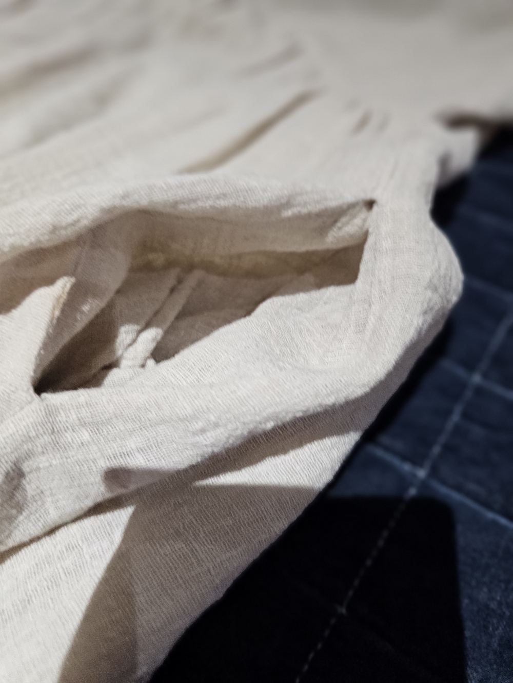 mittoshop Cream V-Neck Gathered Linen Dress - Picture 3 of 9